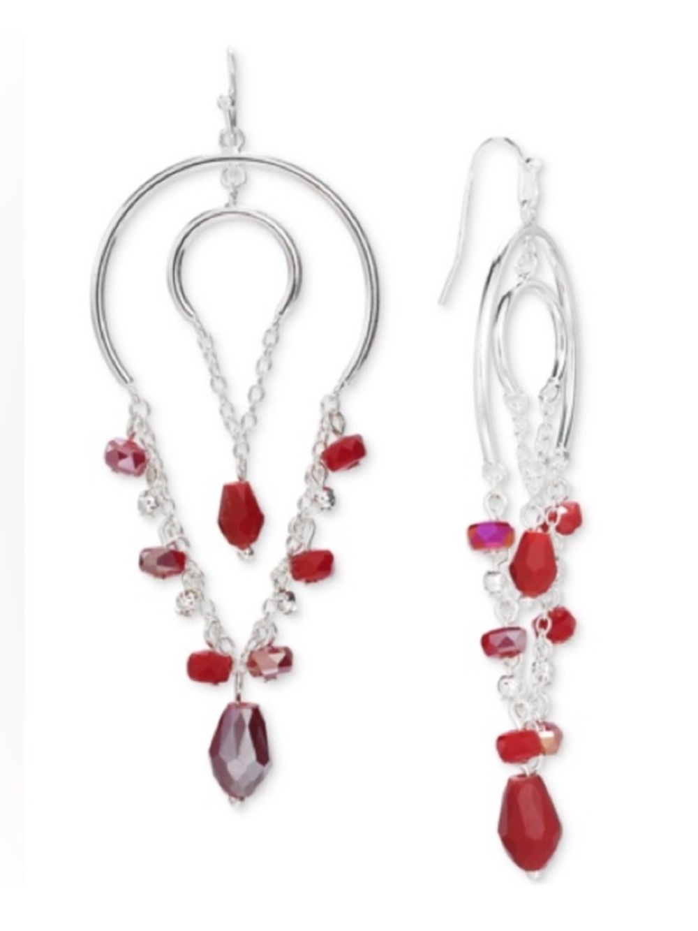 Style & Co. Silver Hoop Dangle Earrings with Red Beads
